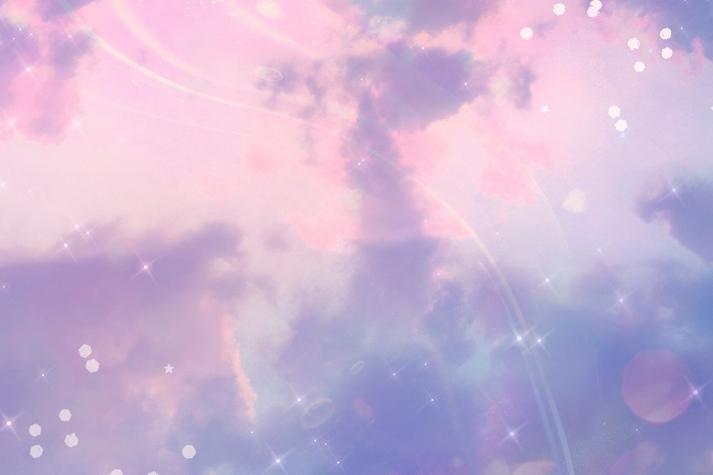 Aesthetic purple sky background, star glitter border