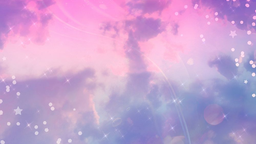 Aesthetic purple sky desktop wallpaper, star glitter border