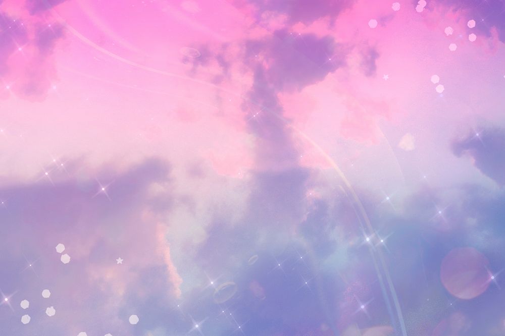 Aesthetic purple sky background, star glitter border