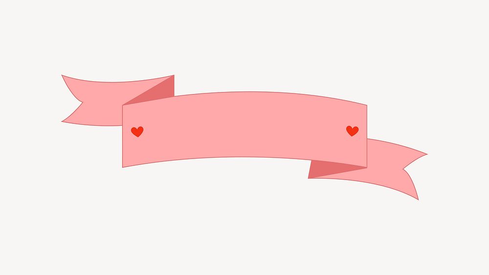 Pink ribbon label illustration. Free public domain CC0 image.