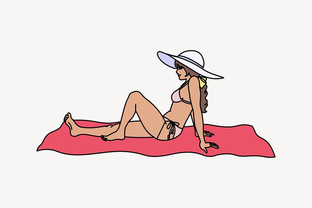 Sunbathing clipart illustration vector. Free public domain CC0 image.