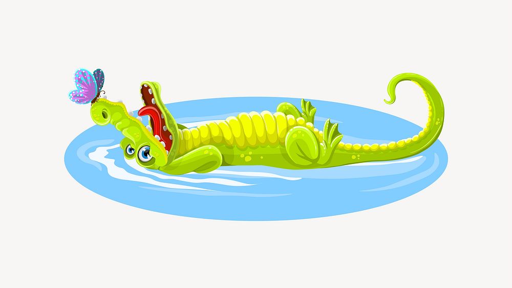 Happy crocodile illustration. Free public domain CC0 image.