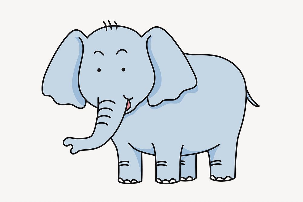Cute elephant collage element vector