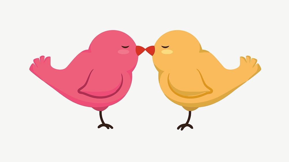 Love birds kissing clip art psd