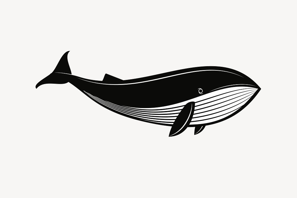 Whale silhouette collage element vector