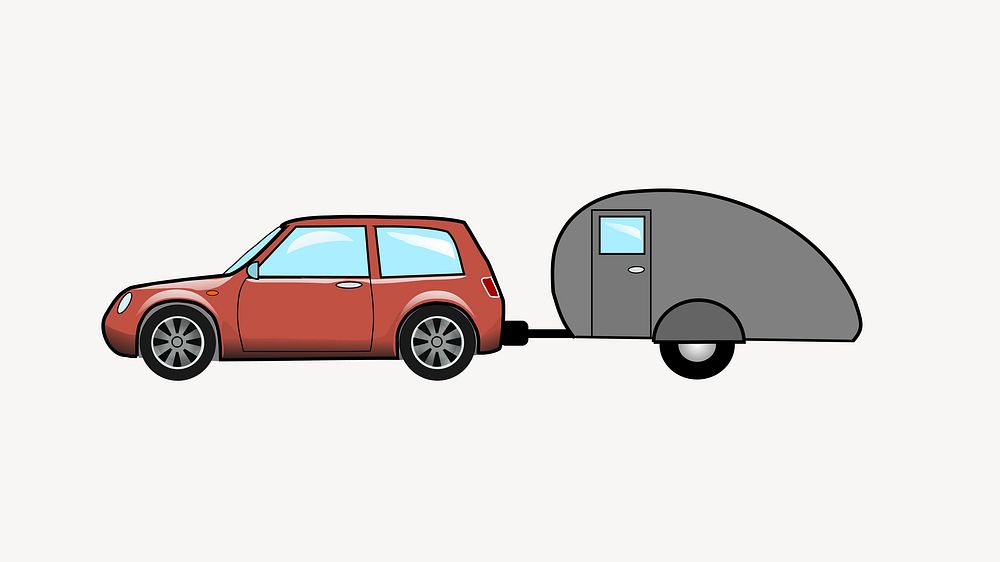 Car and camper collage element vector