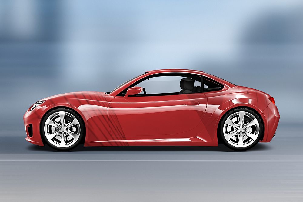 Red sports car, 3D vehicle