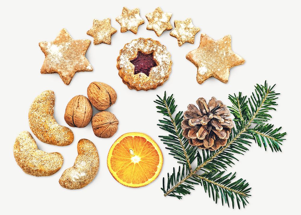 Christmas cookies collage element psd