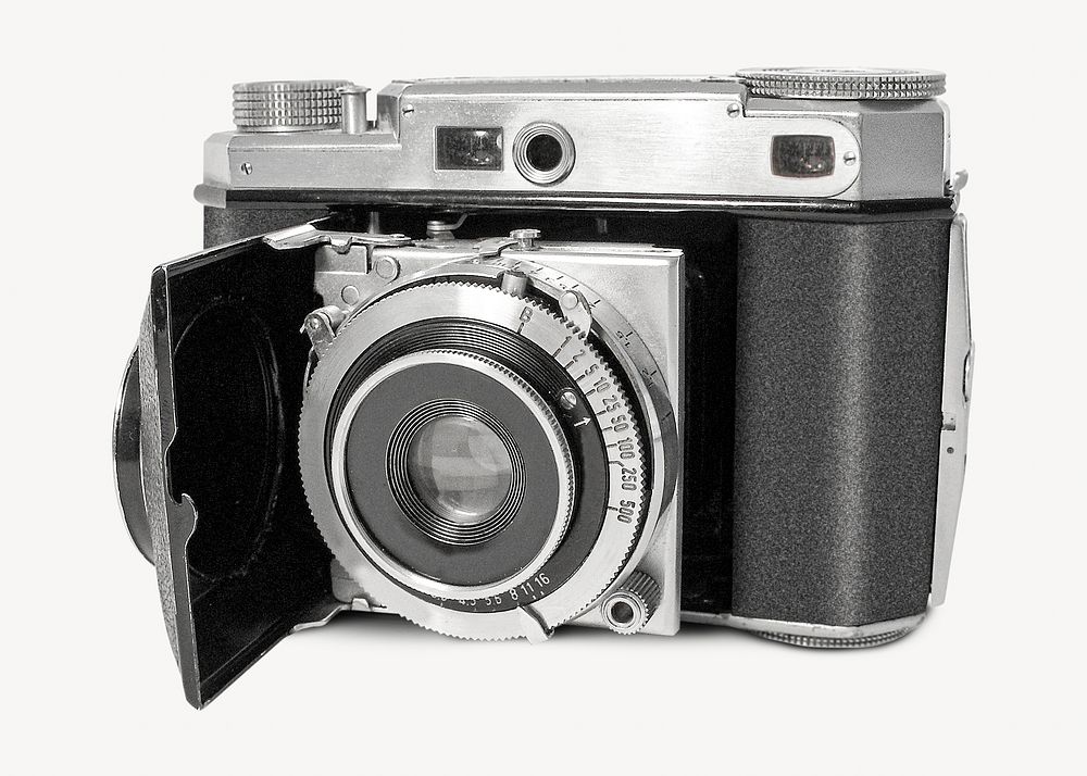 Vintage film camera, isolated image