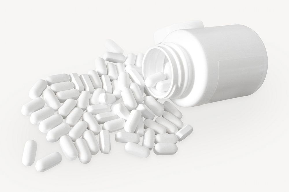 Medicine capsules on white background