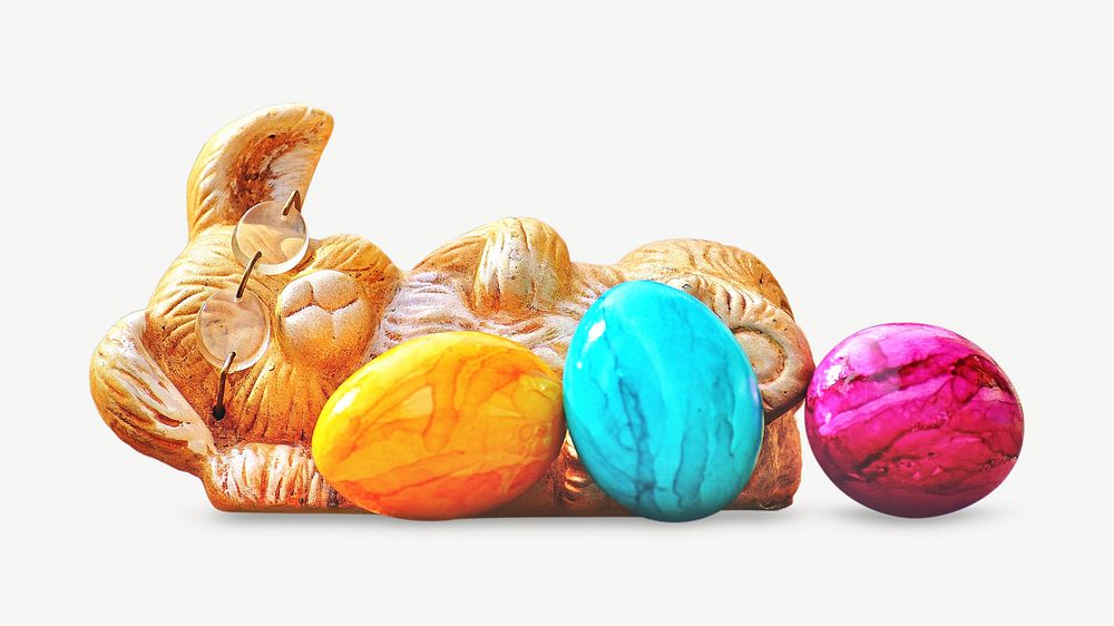 Easter egg bunny  collage element psd
