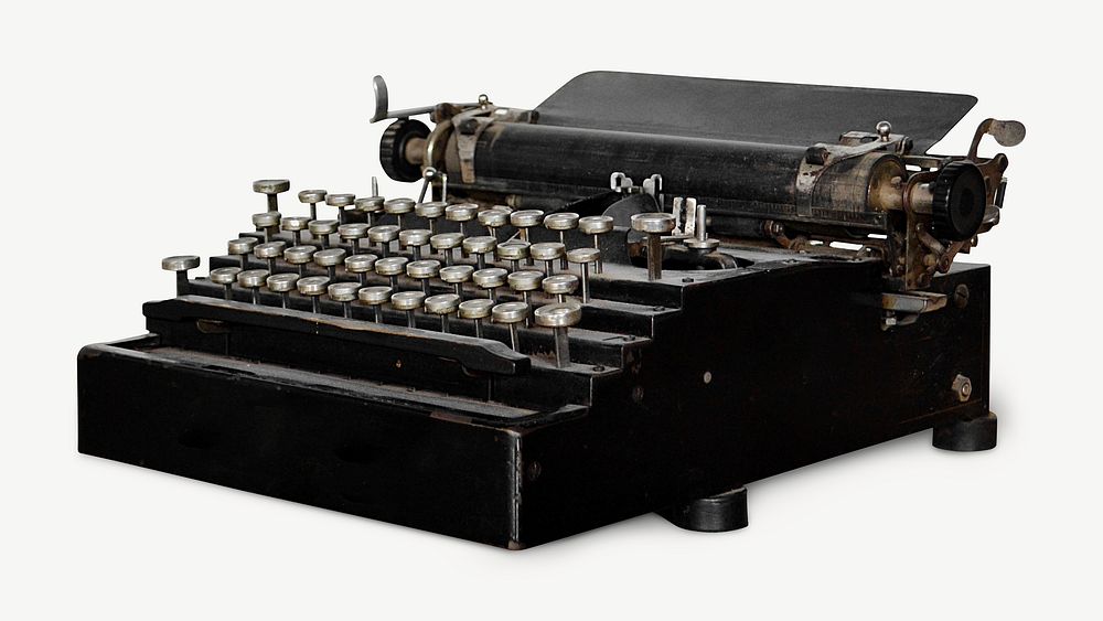 Vintage typewriter isolated element psd