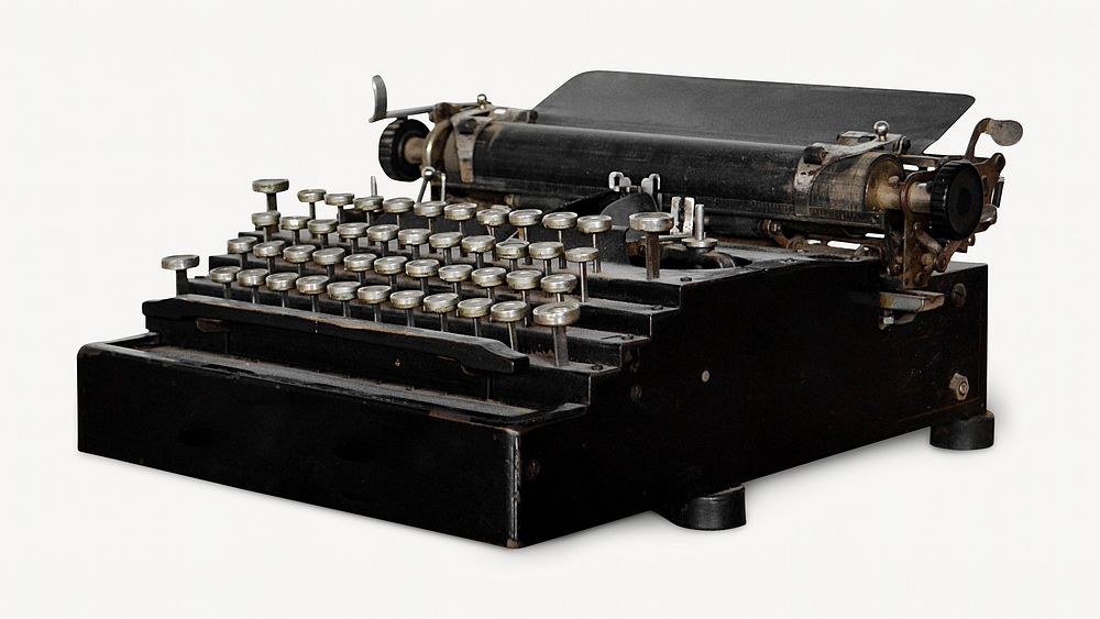 Vintage typewriter image on white design