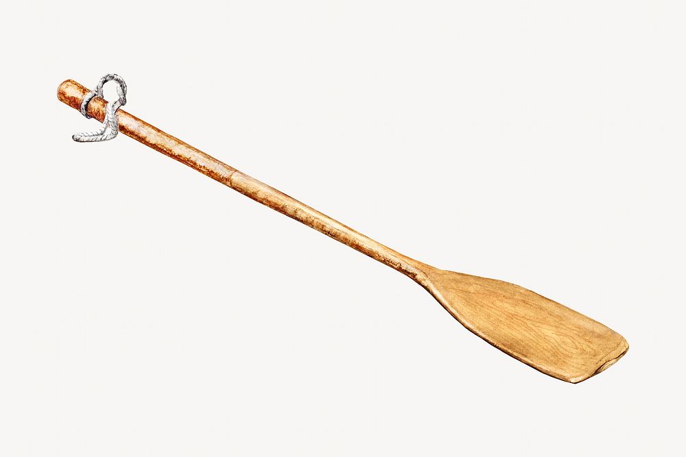 Wooden paddle isolated image on white