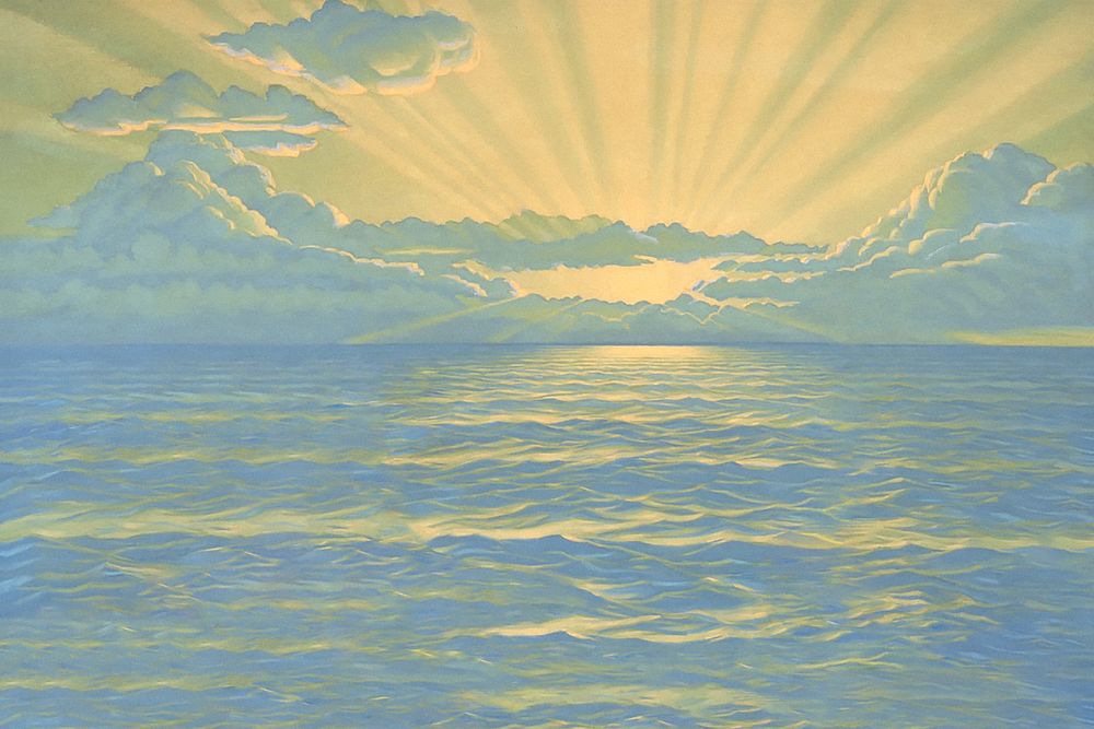Sunrise over ocean background. Remixed by rawpixel. 