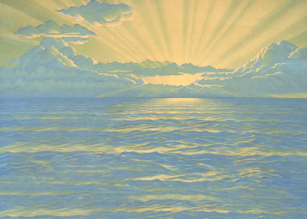 Sunrise over ocean background. Remixed by rawpixel. 