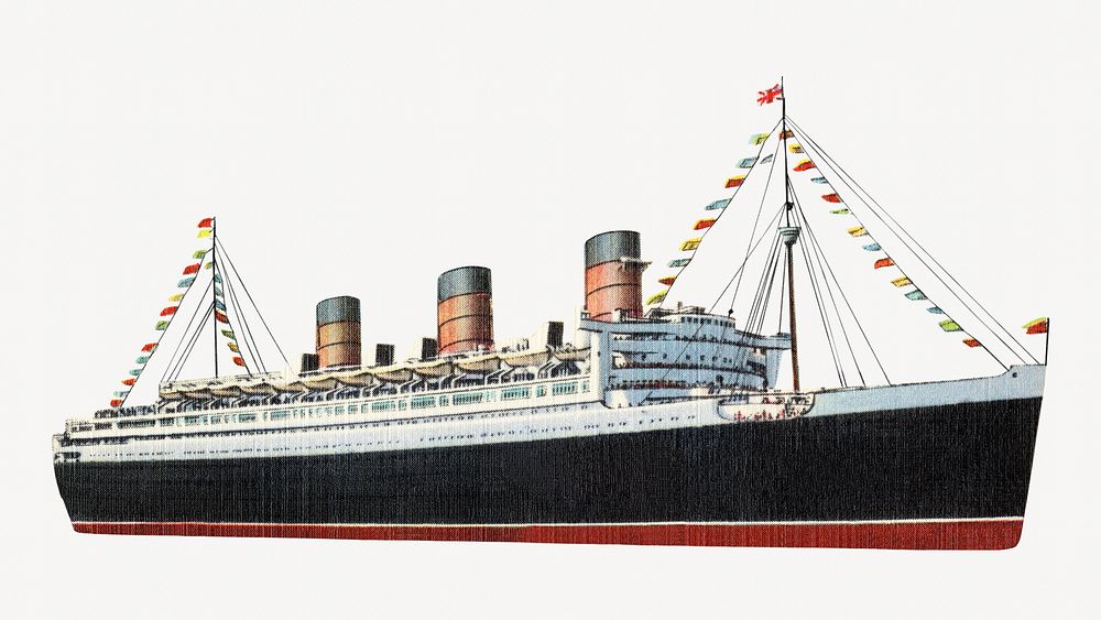 Vintage cruise ship chromolithograph art. Remixed by rawpixel. 