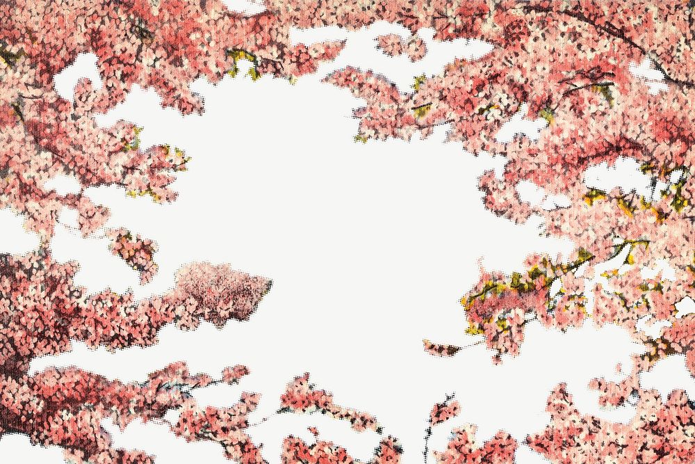 Vintage cherry blossoms frame chromolithograph art psd. Remixed by rawpixel. 