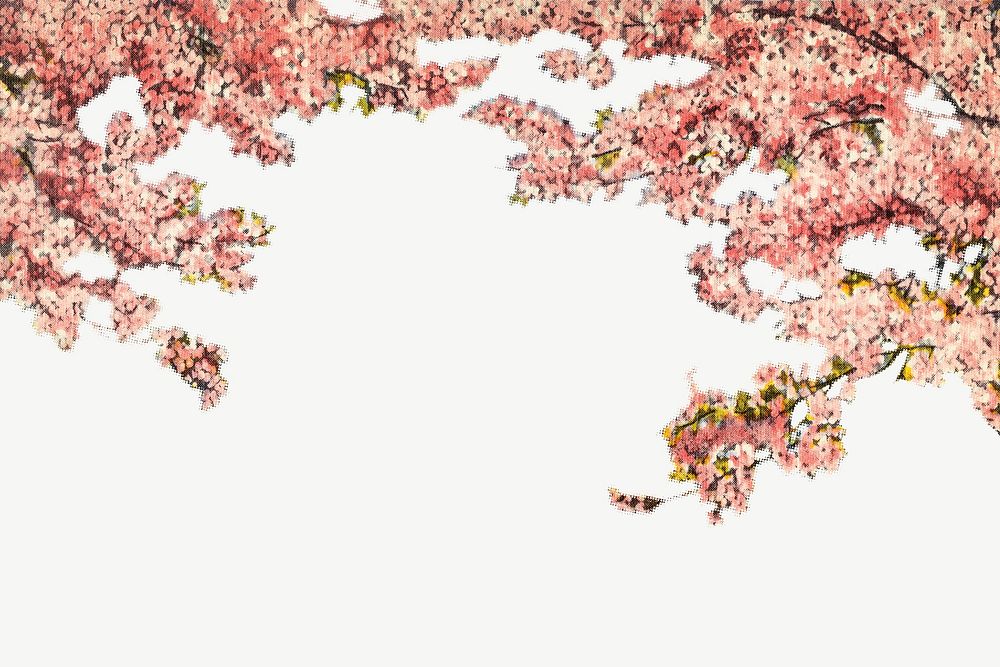 Vintage cherry blossoms border chromolithograph art psd. Remixed by rawpixel. 