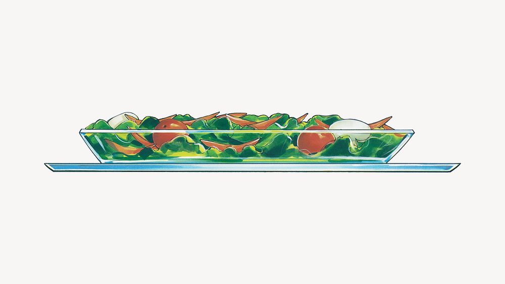 Vintage salad dish chromolithograph art. Remixed by rawpixel. 
