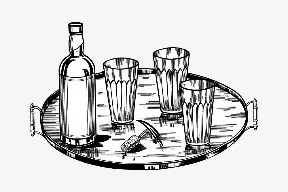 Drinks tray chromolithograph art. Remixed by rawpixel. 
