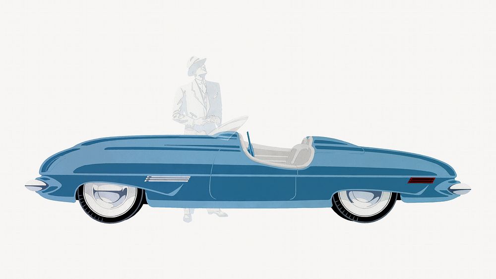 Classic blue car vintage illustration. Remixed by rawpixel. 