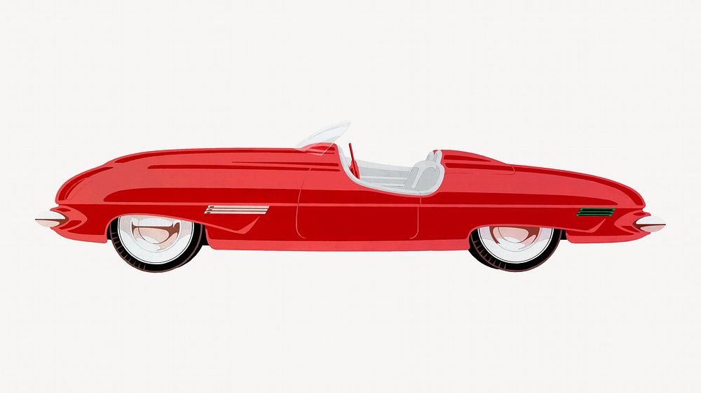 Classic red car vintage illustration. Remixed by rawpixel. 
