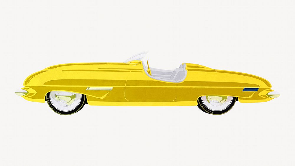 Classic yellow car vintage illustration. Remixed by rawpixel. 