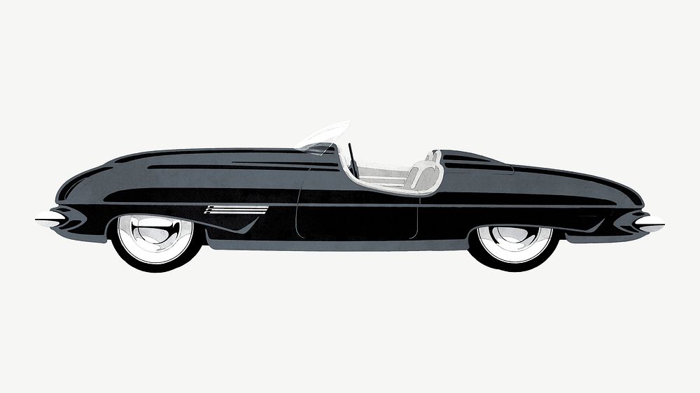 Classic black car vintage illustration psd. Remixed by rawpixel. 