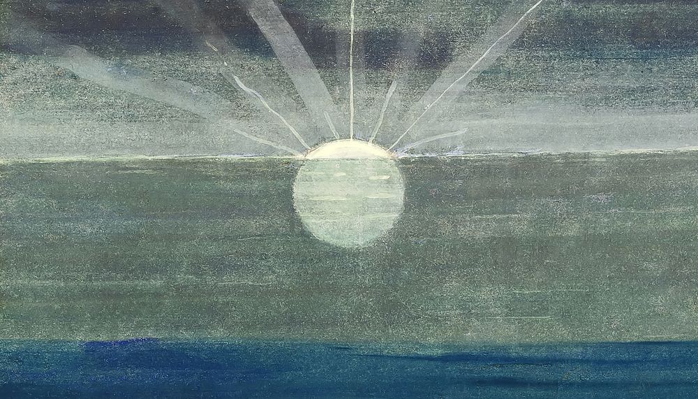 Vintage sunrise background, sky illustration by Mikalojus Konstantinas Čiurlionis. Remixed by rawpixel.