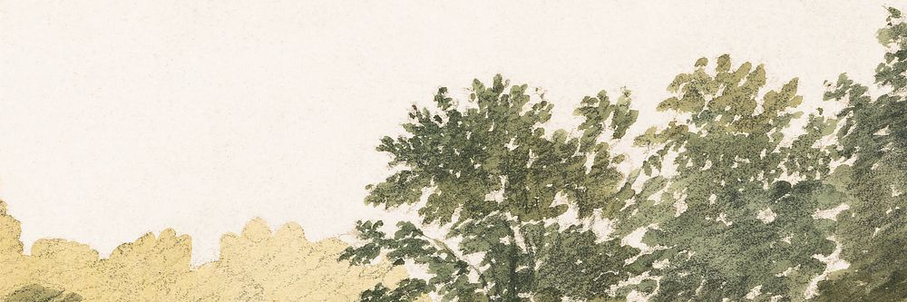 Landscape with Trees background, vintage nature illustration by Robert Hills. Remixed by rawpixel.