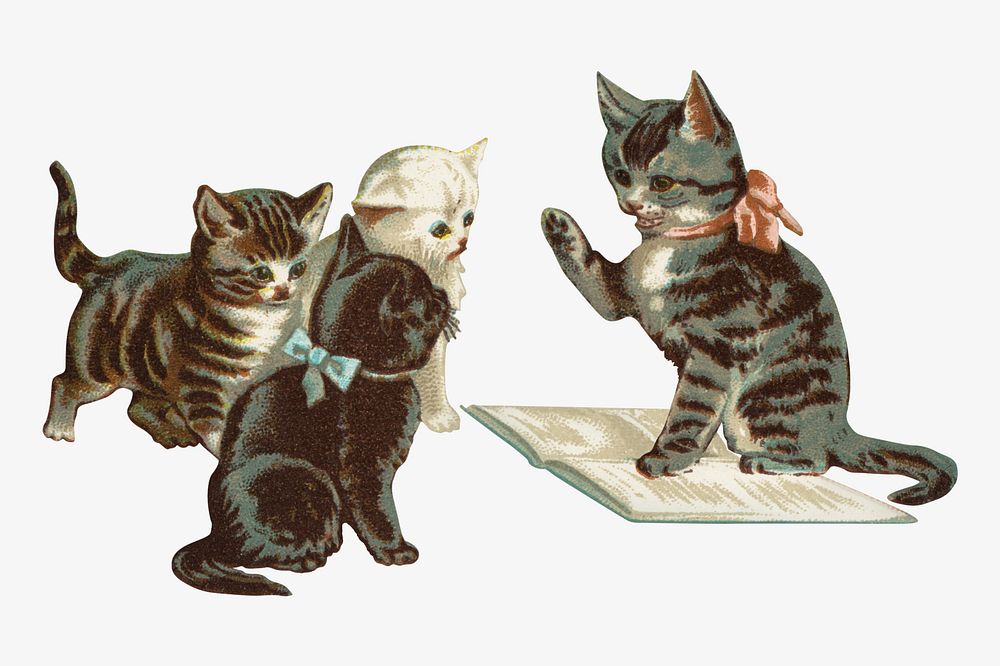 Little kittens, vintage pet animal illustration. Remixed by rawpixel.