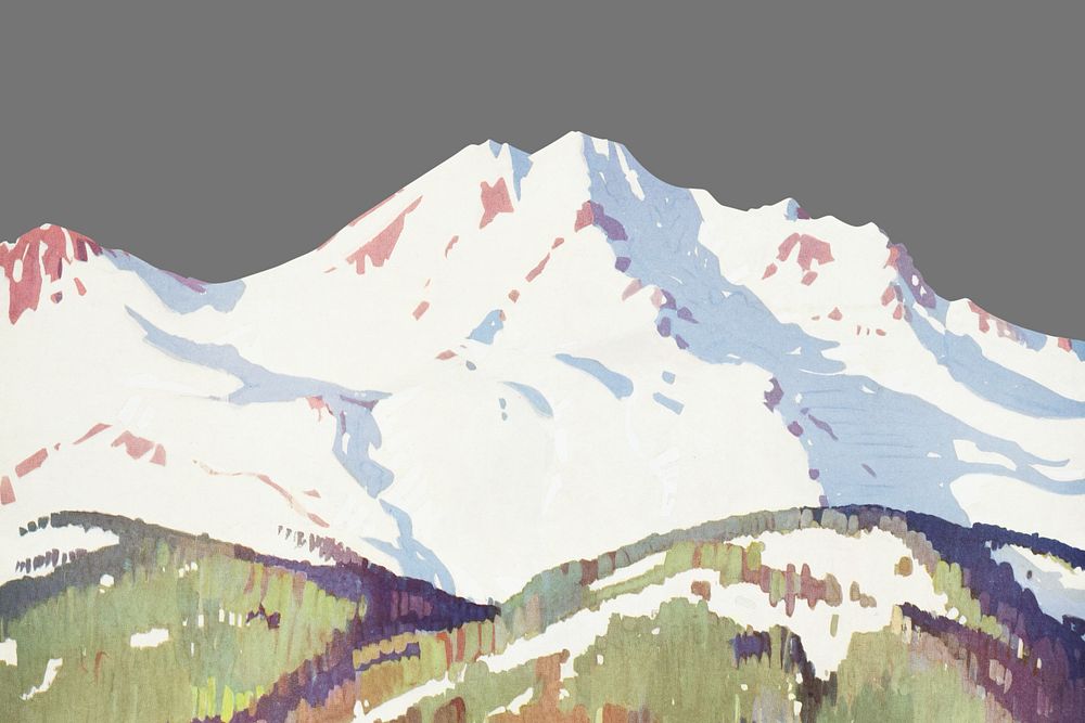 Snow mountain border, vintage illustration  by Maurice Logan. Remixed by rawpixel.