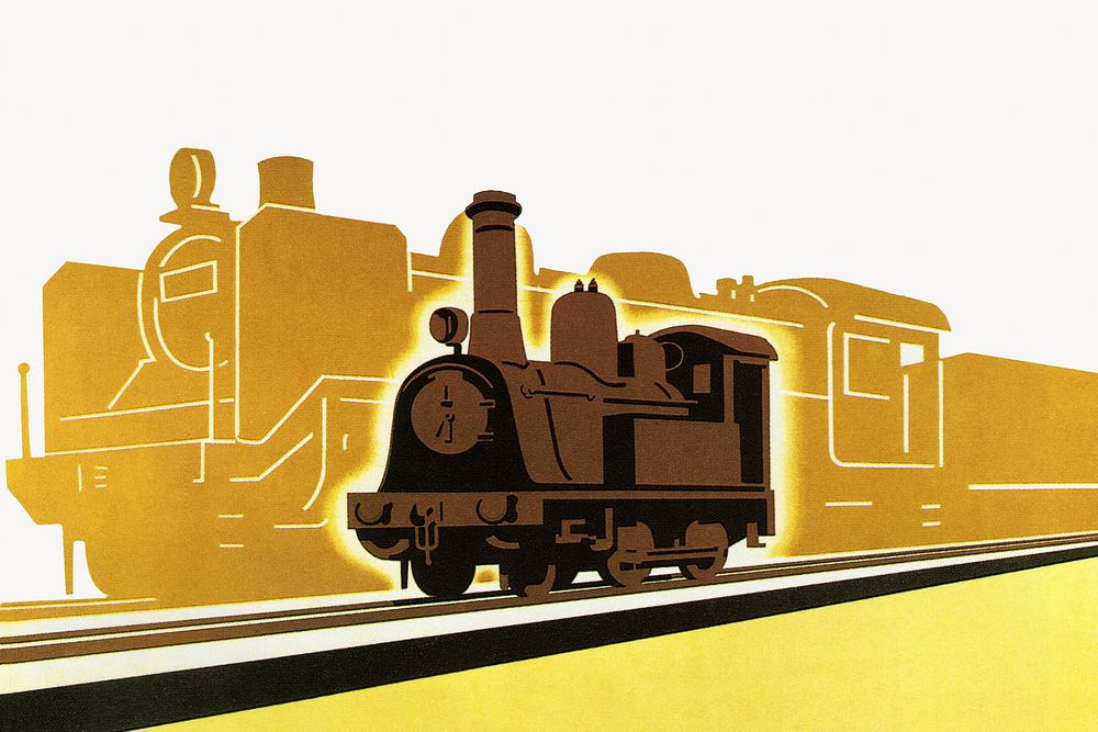 Japan's railway train border, vintage illustration. Remixed by rawpixel.