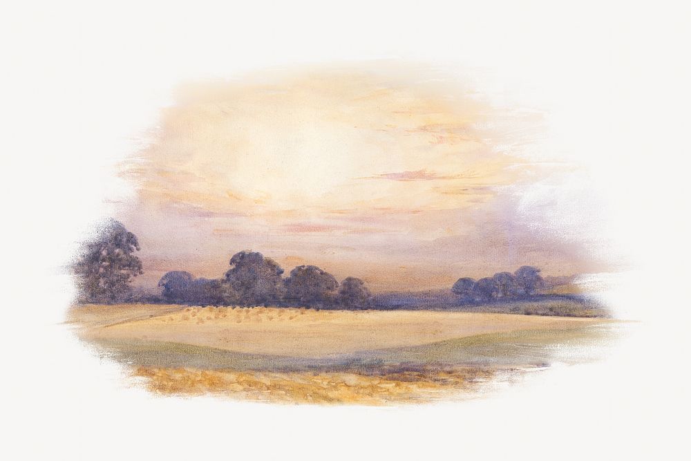 Landscape at Sunset, vintage nature illustration by Thomas Collier. Remixed by rawpixel.