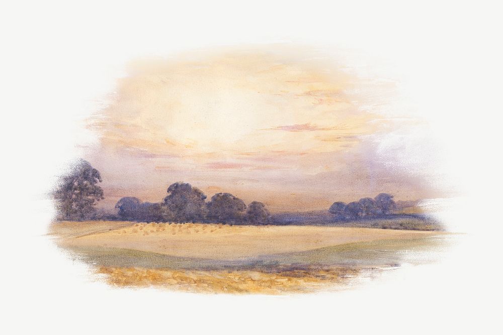 Landscape at Sunset, vintage nature illustration by Thomas Collier psd. Remixed by rawpixel.