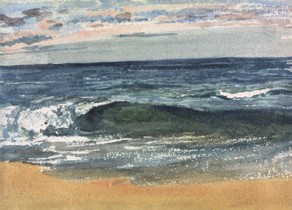 The Wave (1769&ndash;1844), vintage ocean illustration by Robert Hills. Original public domain image from Yale Center for…