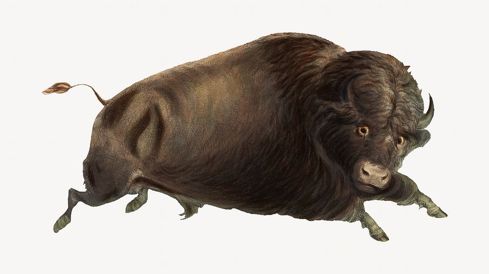 Vintage buffalo, animal illustration. Remixed by rawpixel.