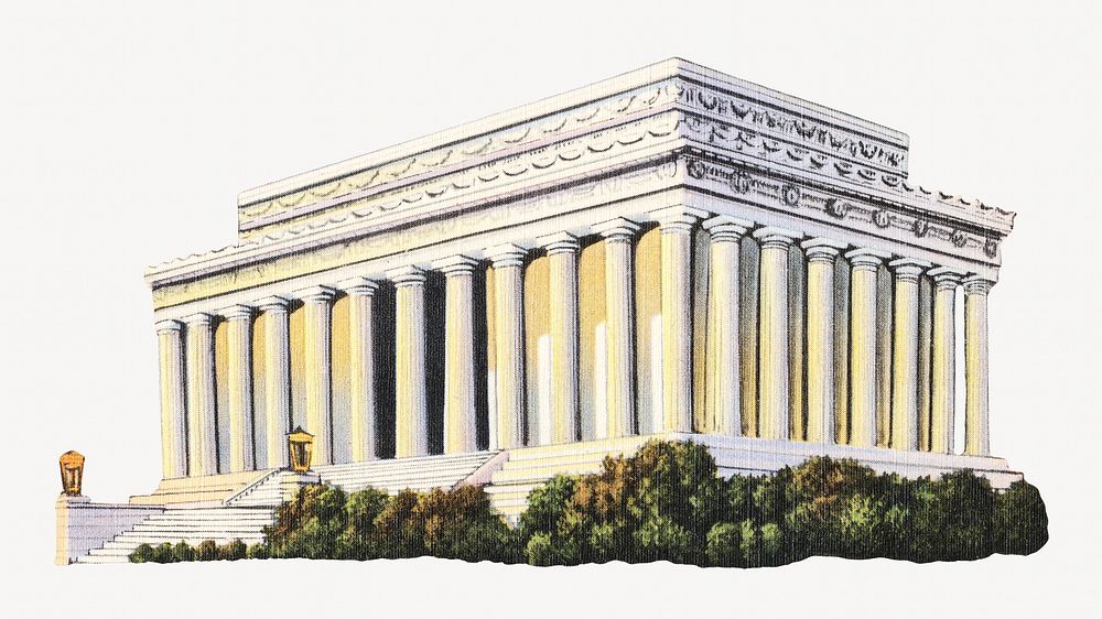 Vintage Lincoln Memorial, Washington, D. C. illustration. Remixed by rawpixel.