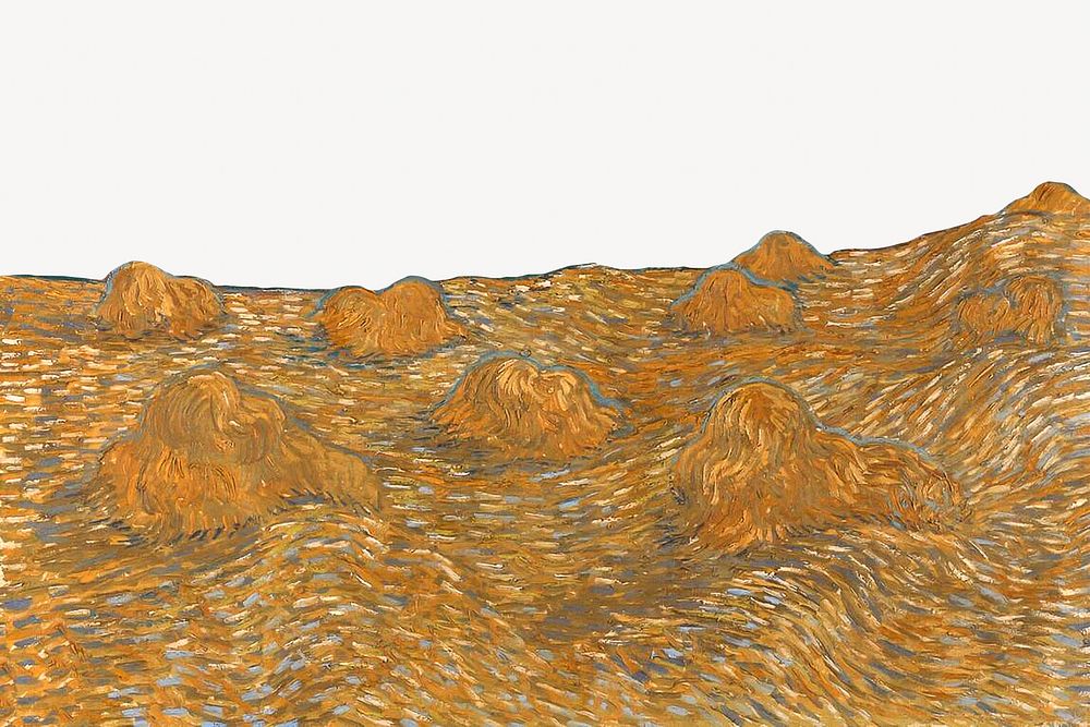 Vincent van Gogh's landscape with Wheat Sheaves and Rising Moon. Remixed by rawpixel.