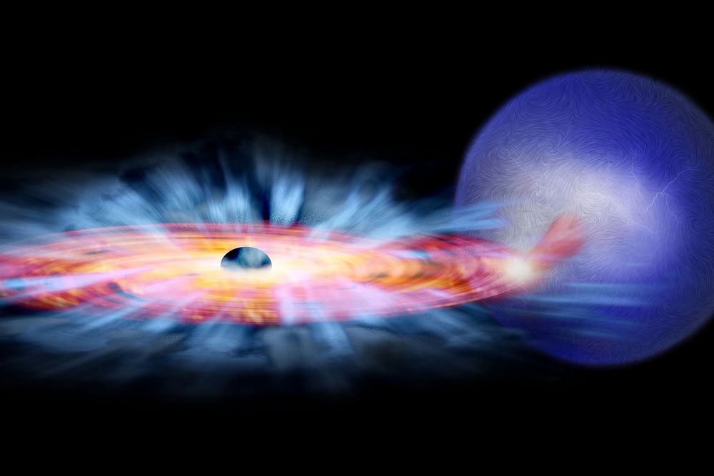 Stellar-Mass Black Hole (2005) illustrated by NASA/CXC/M.Weiss. Original public domain image from Wikimedia Commons.…
