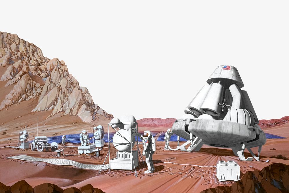 Astronauts on Mars illustration. Remixed by rawpixel.