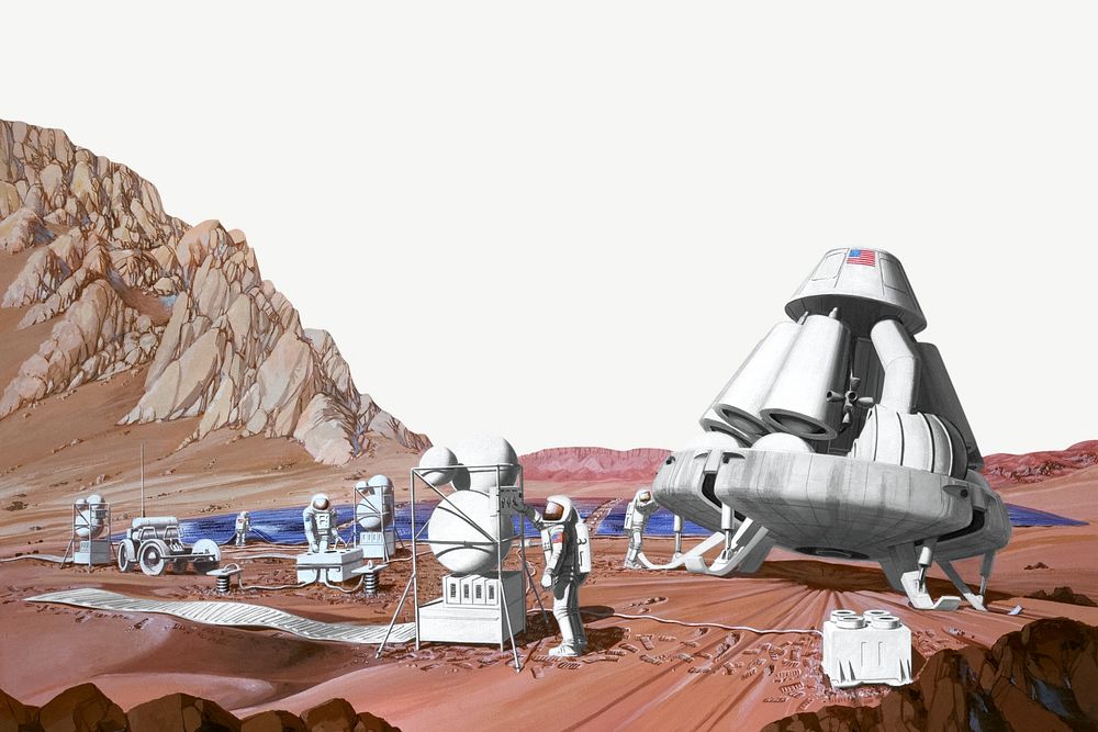 Astronauts on Mars illustration psd. Remixed by rawpixel.