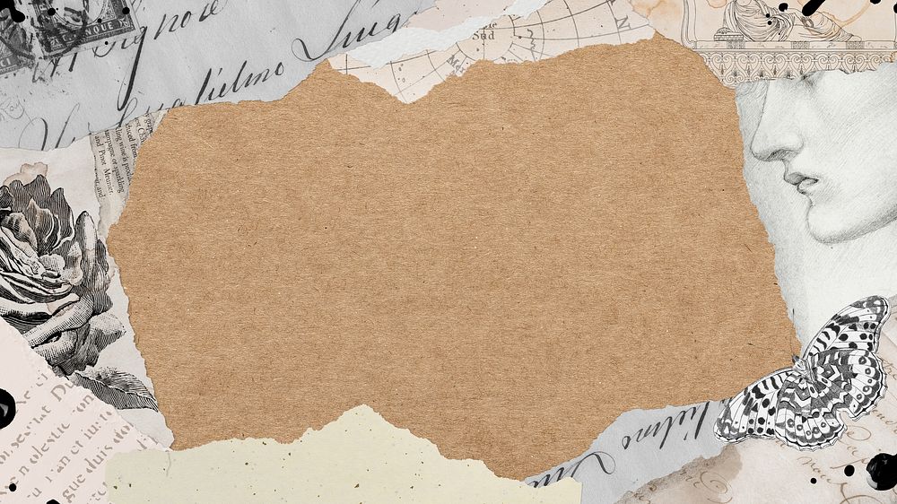 Vintage collage torn-paper desktop  wallpaper