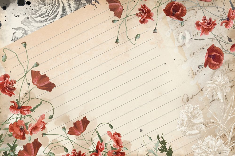 Aesthetic flower border notepaper background