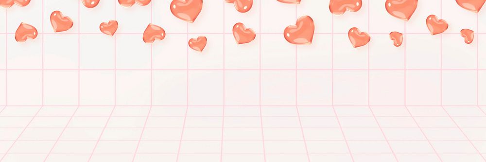 Cute heart grid background for banner