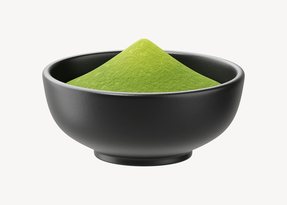 3D green tea powder, element illustration
