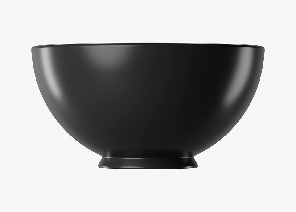 3D black bowl, collage element psd