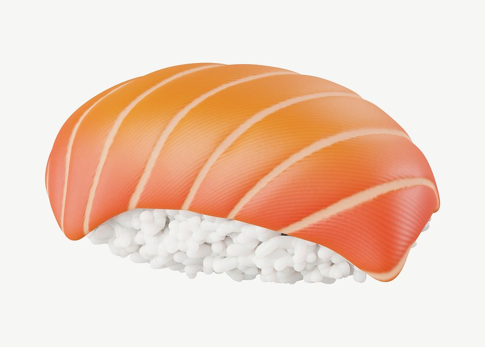 3D salmon sushi, collage element psd