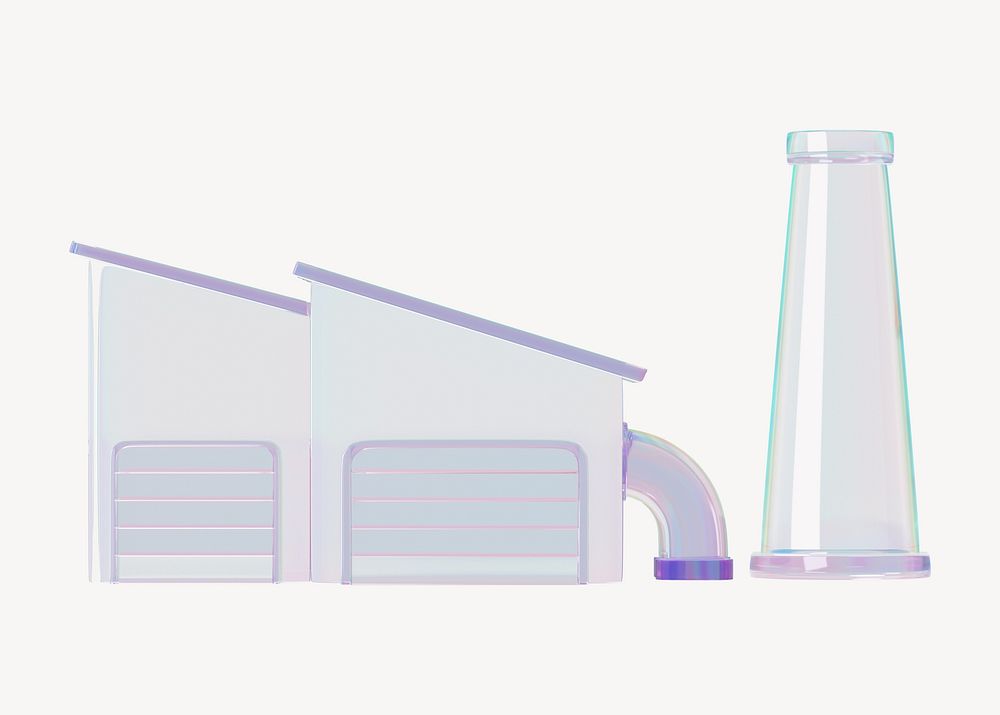 3D crystal factory building, element illustration